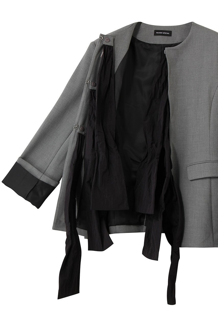 【メゾンスペシャル/MAISON SPECIAL】のNo-Collar 2WAY Ribbon Jacket/ノーカラー2WAYリボンジャケット 人気、トレンドファッション・服の通販 founy(ファニー) ファッション Fashion レディースファッション Fashion for Women アウター Coat / Outerwear Collection レディースジャケット・軽アウター Jackets オケージョン Occasion Wear シンプル Simple, Minimal ジャケット Jacket, Outerwear スポーティ Sporty, Casual Athletic スラックス Slacks, Dress Pants リボン Ribbon, Bow other-6|ID: prp329100004807537 ipo3291000000036868959