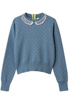 【ミュベール/MUVEIL】のパール襟刺しゅうプルオーバー ブルー|ID:prp329100004808643