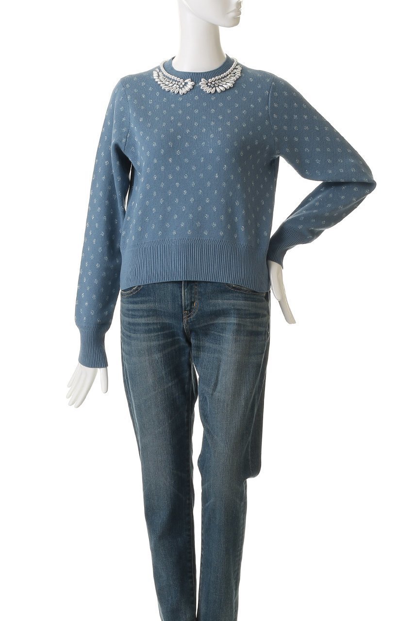 【ミュベール/MUVEIL】のパール襟刺しゅうプルオーバー 人気、トレンドファッション・服の通販 founy(ファニー) 　ファッション　Fashion　レディースファッション　Fashion for Women　トップス・カットソー　Cut & Sew Tops　ニット　Knit Tops & Sweaters　カジュアルプルオーバー・ニットトップス　Pullovers & Knit Tops / Casual Pullovers　2026年　2026　おすすめ　Recommended / Our Picks　オーガンジー　Organza Fabric　ジャカード／ジャガード　Jacquard, Woven Pattern　ストーン　Stone, Gem-Like　ダブル　Double, Double-Breasted　パール　Pearl, Pearl Accent　ビジュー　Bijou, Jewel-like Accent　リボン　Ribbon, Bow　エレガント 上品　Elegant　夏　Summer　春　Spring　S/S・春夏　SS, Spring/Summer, Warm Season　水玉　Polka Dot, Dot Pattern　other-2|ID: prp329100004808643 ipo3291000000034897016