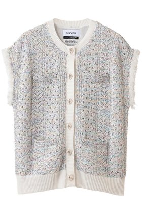 【ミュベール/MUVEIL】 ビジューボタン付きフリンジジレ人気、トレンドファッション・服の通販 founy(ファニー) ファッション Fashion レディースファッション Fashion for Women トップス・カットソー Cut & Sew Tops ニット Knit Tops & Sweaters カーディガン・羽織り Layered Style Cardigans ベスト&ジレ / 重ね着スタイル Vests & Gilets 2026年 2026 カラフル Colorful Design カーディガン Cardigan, Knitwear ストーン Stone, Gem-Like スパンコール Sequins, Sequin Embellishment スワロフスキー Swarovski, Crystal Accent パイピング Piping, Trim Design パール Pearl, Pearl Accent フリンジ Fringe, Tassel モチーフ Motif, Design Theme レース Lace, Lace Fabric ヴィンテージ Vintage Style 夏 Summer 春 Spring S/S・春夏 SS, Spring/Summer, Warm Season |ID:prp329100004808644