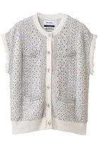 【ミュベール/MUVEIL】のビジューボタン付きフリンジジレ ホワイト|ID:prp329100004808644