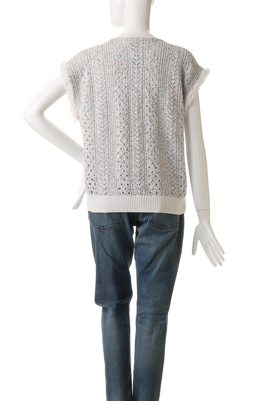 【ミュベール/MUVEIL】のビジューボタン付きフリンジジレ 人気、トレンドファッション・服の通販 founy(ファニー) 　ファッション　Fashion　レディースファッション　Fashion for Women　トップス・カットソー　Cut & Sew Tops　ニット　Knit Tops & Sweaters　カーディガン・羽織り　Layered Style Cardigans　ベスト&ジレ / 重ね着スタイル　Vests & Gilets　2026年　2026　カラフル　Colorful Design　カーディガン　Cardigan, Knitwear　ストーン　Stone, Gem-Like　スパンコール　Sequins, Sequin Embellishment　スワロフスキー　Swarovski, Crystal Accent　パイピング　Piping, Trim Design　パール　Pearl, Pearl Accent　フリンジ　Fringe, Tassel　モチーフ　Motif, Design Theme　レース　Lace, Lace Fabric　ヴィンテージ　Vintage Style　夏　Summer　春　Spring　S/S・春夏　SS, Spring/Summer, Warm Season　other-4|ID: prp329100004808644 ipo3291000000035482345