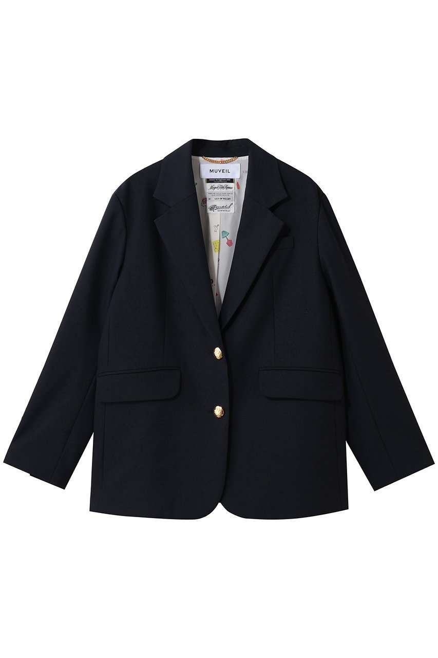 【ミュベール/MUVEIL】のブレザージャケット インテリア・キッズ・メンズ・レディースファッション・服の通販 founy(ファニー) 　ファッション　Fashion　レディースファッション　Fashion for Women　アウター　Coat / Outerwear Collection　レディースジャケット・軽アウター　Jackets　おすすめ　Recommended / Our Picks　クラシカル　Classical, Vintage-Inspired　ジャケット　Jacket, Outerwear　スタイリッシュ　Stylish, Fashionable　プリント　Print, Printed Pattern　ネイビー|ID: prp329100004808646 ipo3291000000035807316