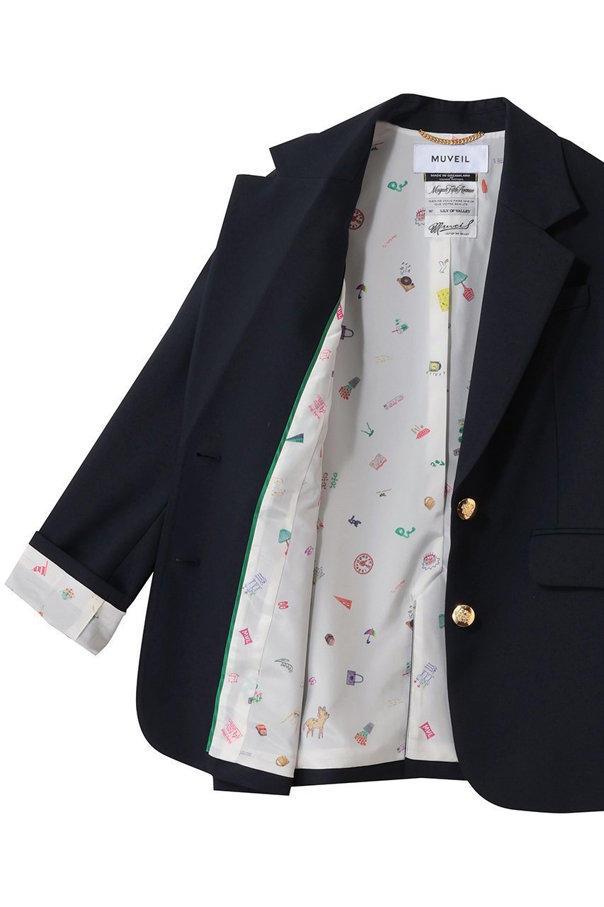 【ミュベール/MUVEIL】のブレザージャケット 人気、トレンドファッション・服の通販 founy(ファニー) 　ファッション　Fashion　レディースファッション　Fashion for Women　アウター　Coat / Outerwear Collection　レディースジャケット・軽アウター　Jackets　おすすめ　Recommended / Our Picks　クラシカル　Classical, Vintage-Inspired　ジャケット　Jacket, Outerwear　スタイリッシュ　Stylish, Fashionable　プリント　Print, Printed Pattern　other-7|ID: prp329100004808646 ipo3291000000035807329