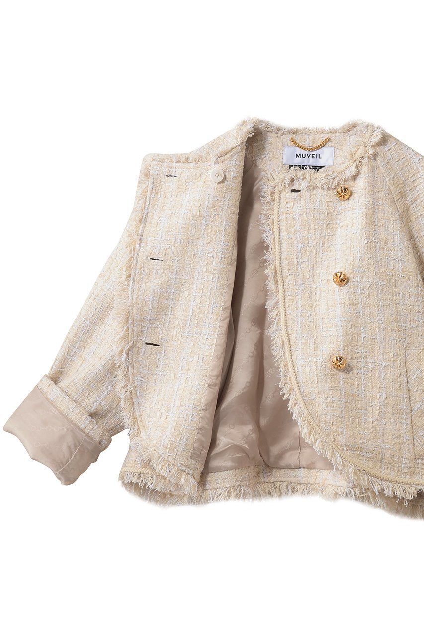 【ミュベール/MUVEIL】のラウンドヘムツイードジャケット 人気、トレンドファッション・服の通販 founy(ファニー) 　ファッション　Fashion　レディースファッション　Fashion for Women　アウター　Coat / Outerwear Collection　レディースジャケット・軽アウター　Jackets　2026年　2026　ジャケット　Jacket, Outerwear　スタンド　Stand Collar, Upright Stand　ツイード　Twill, Twill Weave　フリンジ　Fringe, Tassel　ベロア　Velour, Soft Velvet　夏　Summer　春　Spring　S/S・春夏　SS, Spring/Summer, Warm Season　other-7|ID: prp329100004808647 ipo3291000000035483275