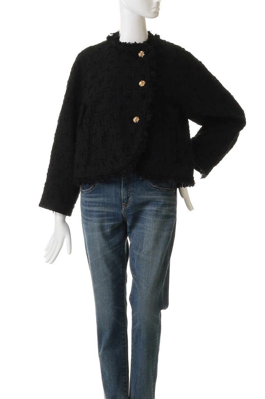 【ミュベール/MUVEIL】のラウンドヘムツイードジャケット 人気、トレンドファッション・服の通販 founy(ファニー) 　ファッション　Fashion　レディースファッション　Fashion for Women　アウター　Coat / Outerwear Collection　レディースジャケット・軽アウター　Jackets　ジャケット　Jacket, Outerwear　スタンド　Stand Collar, Upright Stand　ツイード　Twill, Twill Weave　フリンジ　Fringe, Tassel　ベロア　Velour, Soft Velvet　other-2|ID: prp329100004808647 ipo3291000000036173404