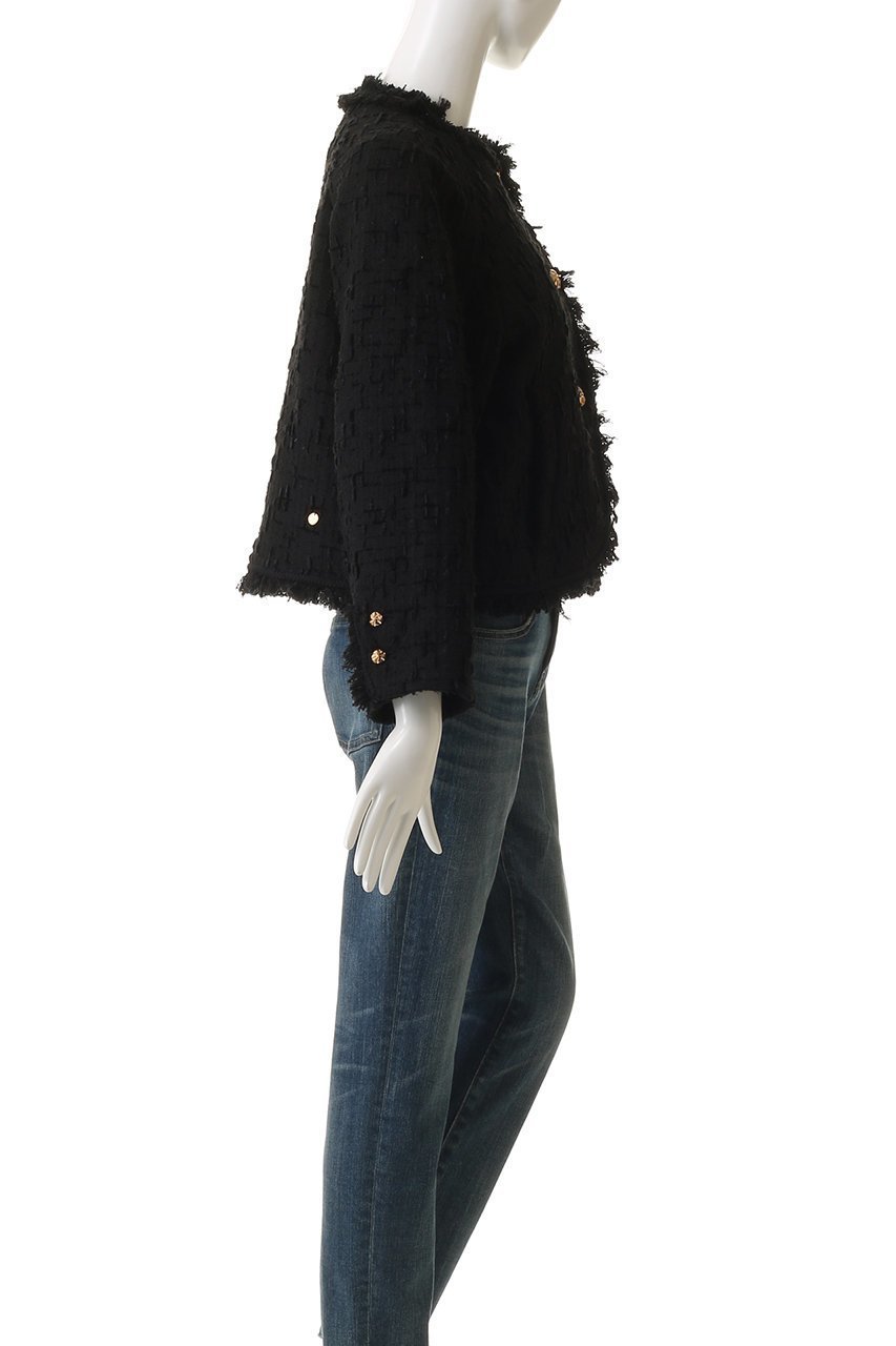 【ミュベール/MUVEIL】のラウンドヘムツイードジャケット 人気、トレンドファッション・服の通販 founy(ファニー) 　ファッション　Fashion　レディースファッション　Fashion for Women　アウター　Coat / Outerwear Collection　レディースジャケット・軽アウター　Jackets　ジャケット　Jacket, Outerwear　スタンド　Stand Collar, Upright Stand　ツイード　Twill, Twill Weave　フリンジ　Fringe, Tassel　ベロア　Velour, Soft Velvet　other-3|ID: prp329100004808647 ipo3291000000036173406