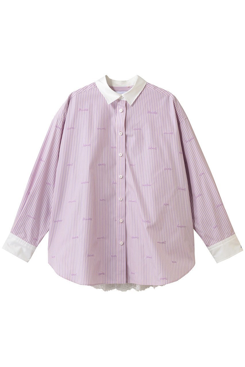 【ミュベール/MUVEIL】のレター刺しゅうシャツブラウス インテリア・キッズ・メンズ・レディースファッション・服の通販 founy(ファニー) 　ファッション　Fashion　レディースファッション　Fashion for Women　トップス・カットソー　Cut & Sew Tops　シャツ・ブラウス・オフィスカジュアル　Elegant Blouses & Button-Ups　おすすめ　Recommended / Our Picks　カフス　Cuff Design　クラシカル　Classical, Vintage-Inspired　ジャケット　Jacket, Outerwear　スリーブ　Sleeve, Long Sleeve / Short Sleeve　レース　Lace, Lace Fabric　ロング　Long, Long-Length　ピンク|ID: prp329100004808648 ipo3291000000035975734