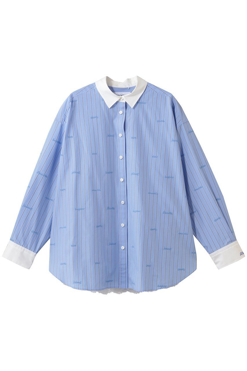【ミュベール/MUVEIL】のレター刺しゅうシャツブラウス インテリア・キッズ・メンズ・レディースファッション・服の通販 founy(ファニー) 　ファッション　Fashion　レディースファッション　Fashion for Women　トップス・カットソー　Cut & Sew Tops　シャツ・ブラウス・オフィスカジュアル　Elegant Blouses & Button-Ups　おすすめ　Recommended / Our Picks　カフス　Cuff Design　クラシカル　Classical, Vintage-Inspired　ジャケット　Jacket, Outerwear　スリーブ　Sleeve, Long Sleeve / Short Sleeve　レース　Lace, Lace Fabric　ロング　Long, Long-Length　ブルー|ID: prp329100004808648 ipo3291000000035975735