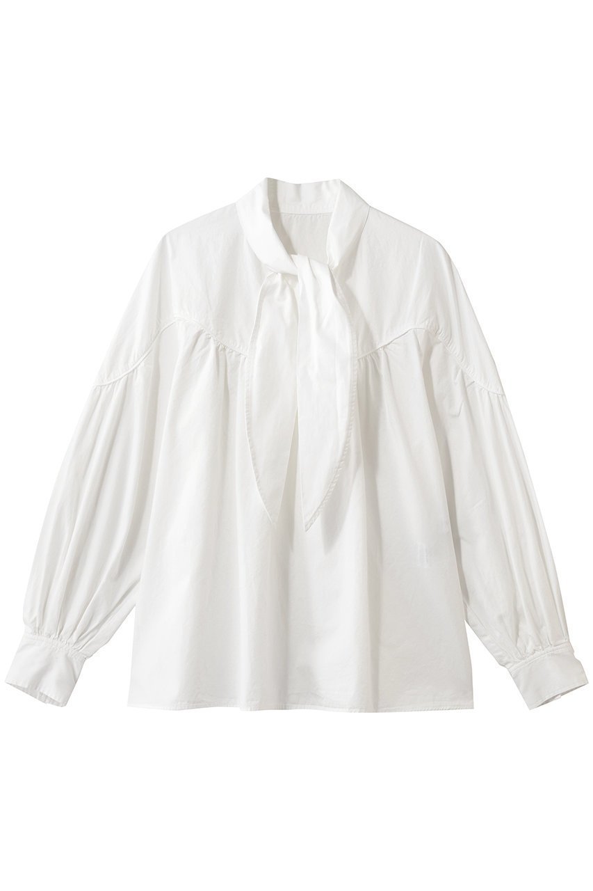 【ミュベール/MUVEIL】のボータイチュニックブラウス 人気、トレンドファッション・服の通販 founy(ファニー) 　ファッション　Fashion　レディースファッション　Fashion for Women　トップス・カットソー　Cut & Sew Tops　シャツ・ブラウス・オフィスカジュアル　Elegant Blouses & Button-Ups　エレガント 上品　Elegant　シンプル　Simple, Minimal　スリーブ　Sleeve, Long Sleeve / Short Sleeve　ダンガリー　Dungaree, Chambray　チュニック　Tunic, Long Top　バルーン　Balloon, Balloon Silhouette　ロング　Long, Long-Length　 other-1|ID: prp329100004808649 ipo3291000000035807351