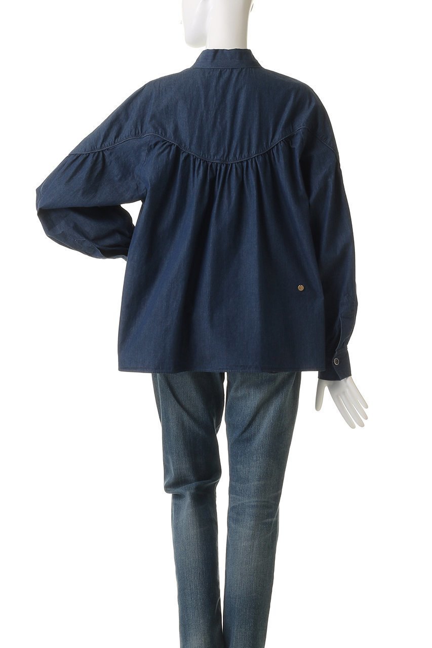 【ミュベール/MUVEIL】のボータイチュニックブラウス 人気、トレンドファッション・服の通販 founy(ファニー) 　ファッション　Fashion　レディースファッション　Fashion for Women　トップス・カットソー　Cut & Sew Tops　シャツ・ブラウス・オフィスカジュアル　Elegant Blouses & Button-Ups　エレガント 上品　Elegant　シンプル　Simple, Minimal　スリーブ　Sleeve, Long Sleeve / Short Sleeve　ダンガリー　Dungaree, Chambray　チュニック　Tunic, Long Top　バルーン　Balloon, Balloon Silhouette　ロング　Long, Long-Length　other-4|ID: prp329100004808649 ipo3291000000035807362