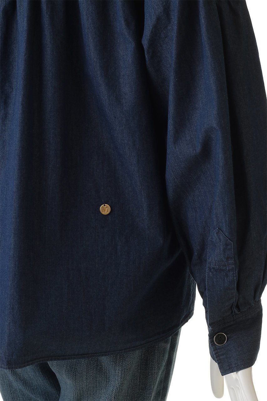 【ミュベール/MUVEIL】のボータイチュニックブラウス 人気、トレンドファッション・服の通販 founy(ファニー) 　ファッション　Fashion　レディースファッション　Fashion for Women　トップス・カットソー　Cut & Sew Tops　シャツ・ブラウス・オフィスカジュアル　Elegant Blouses & Button-Ups　エレガント 上品　Elegant　シンプル　Simple, Minimal　スリーブ　Sleeve, Long Sleeve / Short Sleeve　ダンガリー　Dungaree, Chambray　チュニック　Tunic, Long Top　バルーン　Balloon, Balloon Silhouette　ロング　Long, Long-Length　other-6|ID: prp329100004808649 ipo3291000000035807366