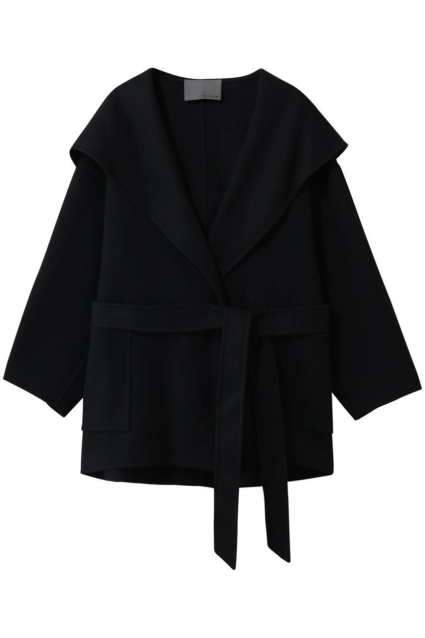 【アンクレイヴ/uncrave】のメルトンリバー フーデットコート インテリア・キッズ・メンズ・レディースファッション・服の通販 founy(ファニー) 　ファッション　Fashion　レディースファッション　Fashion for Women　アウター　Coat / Outerwear Collection　コート・ロングコート・ピーコート　Long Coats, Peacoats & More　ショート　Short, Short Length　ミドル　Middle Length, Mid Height　メルトン　Melton, Heavy Wool　エレガント 上品　Elegant　ブラック|ID: prp329100004808650 ipo3291000000035681492