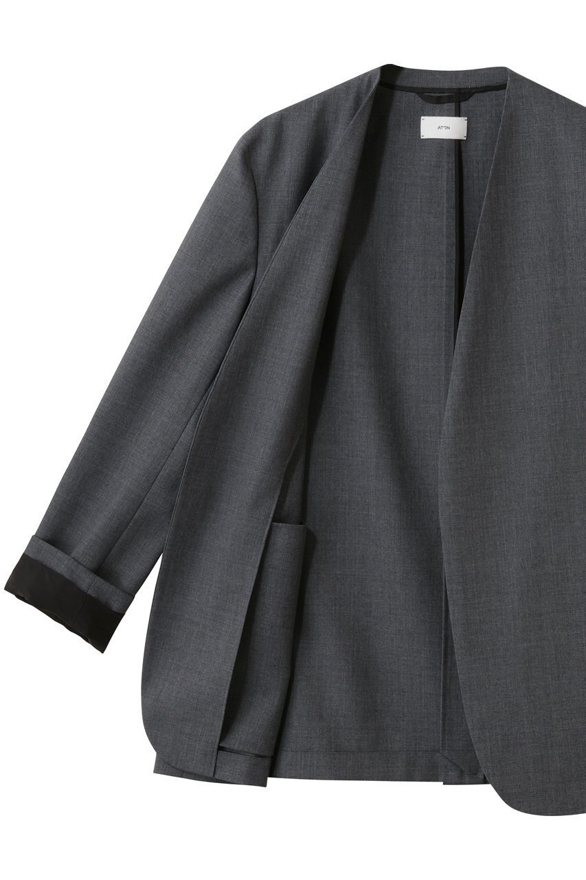 【エイトン/ATON】のウール トロピカル ノーカラー ジャケット 人気、トレンドファッション・服の通販 founy(ファニー) 　ファッション　Fashion　レディースファッション　Fashion for Women　アウター　Coat / Outerwear Collection　レディースジャケット・軽アウター　Jackets　ノーカラージャケット / シンプル上品コーデ　Collarless Jackets　ジャケット　Jacket, Outerwear　ポケット　Pocket, Pocket Detail　other-6|ID: prp329100004808654 ipo3291000000036159109