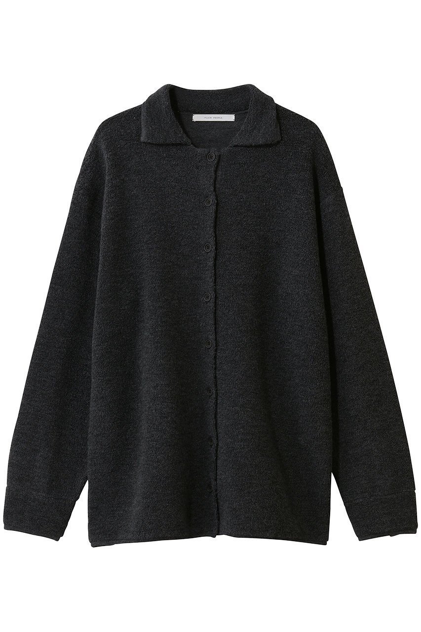 【プレインピープル/PLAIN PEOPLE】のBONDパイルニットシャツカーディガン インテリア・キッズ・メンズ・レディースファッション・服の通販 founy(ファウニー) 　ファッション　Fashion　レディースファッション　Fashion for Women　トップス・カットソー　Cut & Sew Tops　ニット　Knit Tops & Sweaters　カーディガン・羽織り　Layered Style Cardigans　シャツ・ブラウス・オフィスカジュアル　Elegant Blouses & Button-Ups　おすすめ　Recommended / Our Picks　カーディガン　Cardigan, Knitwear　スラックス　Slacks, Dress Pants　デニム　Denim, Jeans Material　エレガント 上品　Elegant　チャコール|ID: prp329100004808692 ipo3291000000036835283