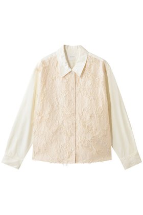 【ミディウミソリッド/MIDIUMISOLID】 フロントジャカードシャツ人気、トレンドファッション・服の通販 founy(ファニー) ファッション Fashion レディースファッション Fashion for Women トップス・カットソー Cut & Sew Tops シャツ・ブラウス・オフィスカジュアル Elegant Blouses & Button-Ups ジャカード／ジャガード Jacquard, Woven Pattern スリーブ Sleeve, Long Sleeve / Short Sleeve デニム Denim, Jeans Material ロング Long, Long-Length エレガント 上品 Elegant |ID:prp329100004808720