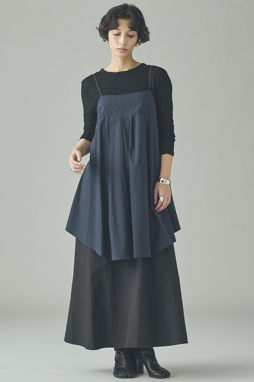 【カレンソロジー/Curensology】のシャツコンビワンピース インテリア・キッズ・メンズ・レディースファッション・服の通販 founy(ファニー) 　ファッション　Fashion　レディースファッション　Fashion for Women　ワンピース　Dresses　チュニック　Tunic Tops & Dresses　2026年　2026　おすすめ　Recommended / Our Picks　なめらか　Smooth, Silky Texture　インナー　Innerwear　キャミソール　Camisole, Spaghetti Strap Top　コンビ　Combo, Combination Style　タイプライター　Typewriter Fabric, Crisp Cotton　チュニック　Tunic, Long Top　ドッキング　Docking, Mixed Material　ペーパー　Paper, Kraft Paper　ロング　Long, Long-Length　エレガント 上品　Elegant　夏　Summer　春　Spring　S/S・春夏　SS, Spring/Summer, Warm Season　ダークブルー|ID: prp329100004808725 ipo3291000000035352682