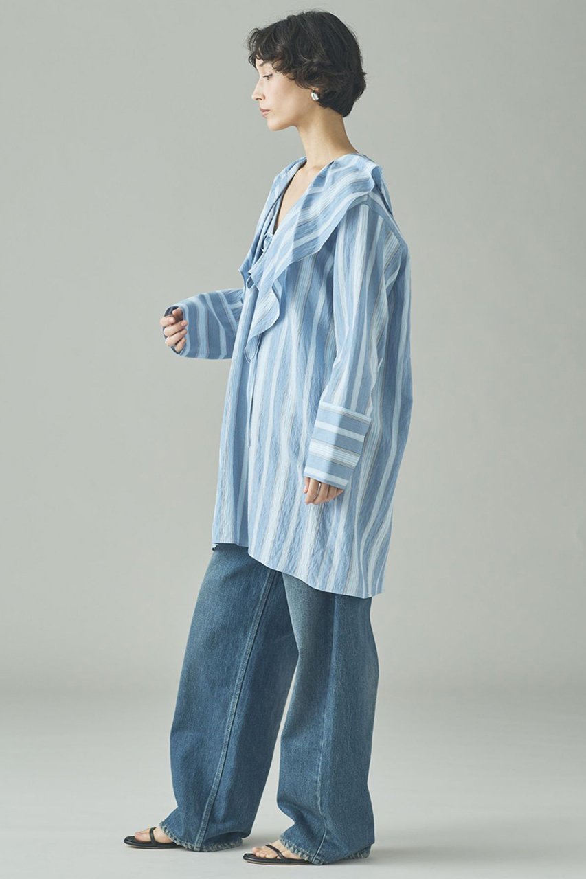 【カレンソロジー/Curensology】の〈C.S.G〉ストライプラッフルブラウス 人気、トレンドファッション・服の通販 founy(ファニー) 　ファッション　Fashion　レディースファッション　Fashion for Women　トップス・カットソー　Cut & Sew Tops　シャツ・ブラウス・オフィスカジュアル　Elegant Blouses & Button-Ups　2026年　2026　インナー　Innerwear　ストライプ　Stripe, Striped Pattern　スリーブ　Sleeve, Long Sleeve / Short Sleeve　フランス　France, French　フリル　Frill, Ruffle　ロング　Long, Long-Length　夏　Summer　春　Spring　S/S・春夏　SS, Spring/Summer, Warm Season　other-6|ID: prp329100004808730 ipo3291000000034897682