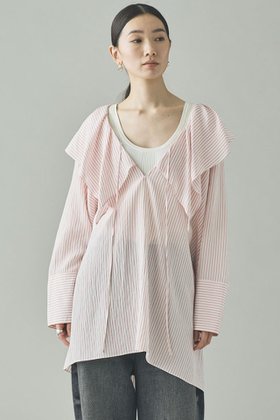 【カレンソロジー/Curensology】の〈C.S.G〉ストライプラッフルブラウス 人気、トレンドファッション・服の通販 founy(ファニー) ファッション Fashion レディースファッション Fashion for Women トップス・カットソー Cut & Sew Tops シャツ・ブラウス・オフィスカジュアル Elegant Blouses & Button-Ups 2026年 2026 インナー Innerwear ストライプ Stripe, Striped Pattern スリーブ Sleeve, Long Sleeve / Short Sleeve フランス France, French フリル Frill, Ruffle ロング Long, Long-Length 夏 Summer 春 Spring S/S・春夏 SS, Spring/Summer, Warm Season |ID:prp329100004808730