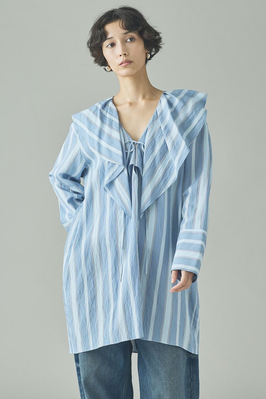 【カレンソロジー/Curensology】の〈C.S.G〉ストライプラッフルブラウス 人気、トレンドファッション・服の通販 founy(ファニー) 　ファッション　Fashion　レディースファッション　Fashion for Women　トップス・カットソー　Cut & Sew Tops　シャツ・ブラウス・オフィスカジュアル　Elegant Blouses & Button-Ups　2026年　2026　インナー　Innerwear　ストライプ　Stripe, Striped Pattern　スリーブ　Sleeve, Long Sleeve / Short Sleeve　フランス　France, French　フリル　Frill, Ruffle　ロング　Long, Long-Length　夏　Summer　春　Spring　S/S・春夏　SS, Spring/Summer, Warm Season　other-2|ID: prp329100004808730 ipo3291000000035352728