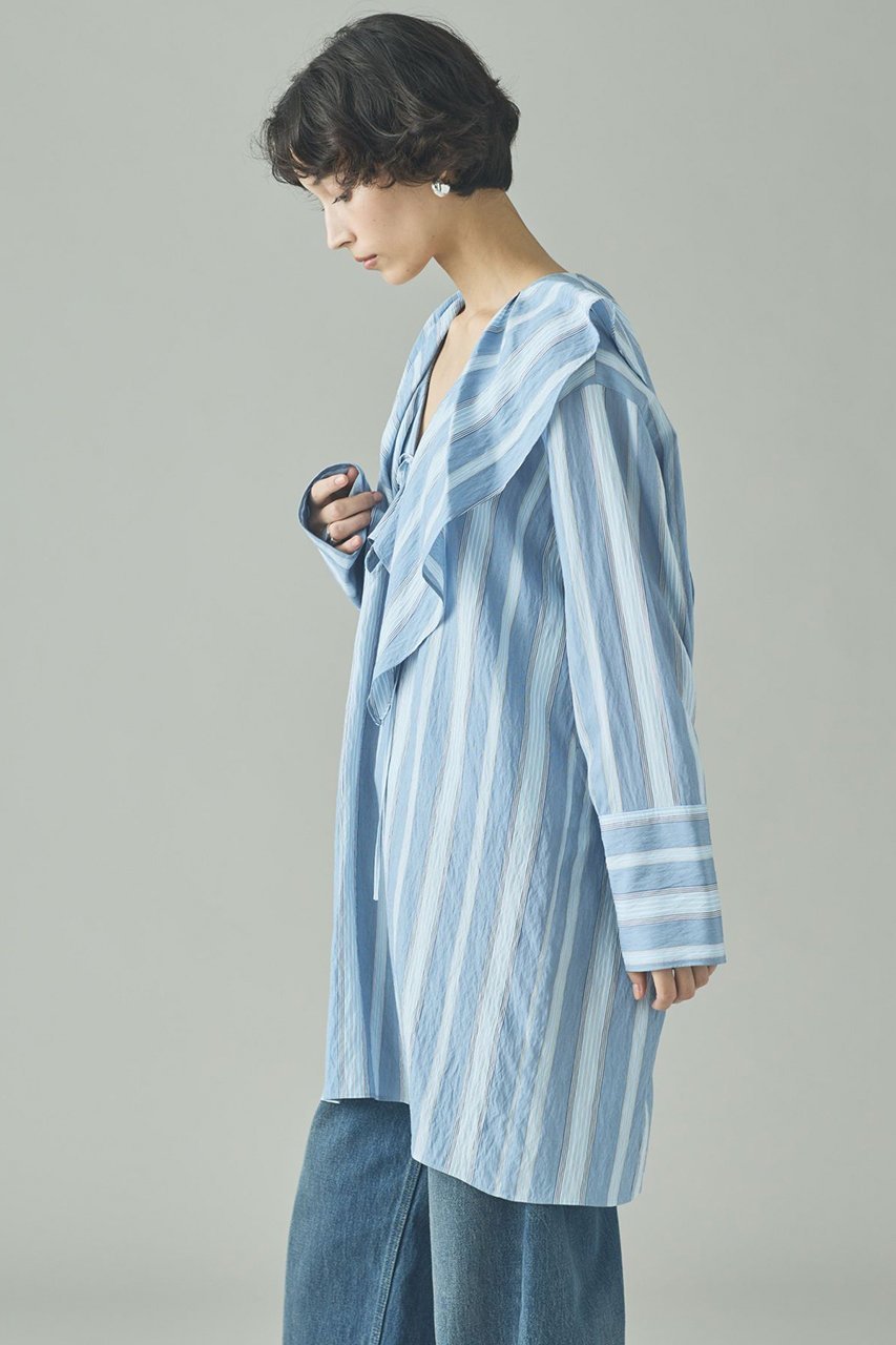 【カレンソロジー/Curensology】の〈C.S.G〉ストライプラッフルブラウス 人気、トレンドファッション・服の通販 founy(ファニー) 　ファッション　Fashion　レディースファッション　Fashion for Women　トップス・カットソー　Cut & Sew Tops　シャツ・ブラウス・オフィスカジュアル　Elegant Blouses & Button-Ups　2026年　2026　インナー　Innerwear　ストライプ　Stripe, Striped Pattern　スリーブ　Sleeve, Long Sleeve / Short Sleeve　フランス　France, French　フリル　Frill, Ruffle　ロング　Long, Long-Length　夏　Summer　春　Spring　S/S・春夏　SS, Spring/Summer, Warm Season　other-3|ID: prp329100004808730 ipo3291000000035352729