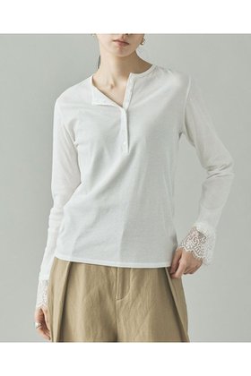 【カレンソロジー/Curensology】のヘンリーレースロングスリーブTシャツ 人気、トレンドファッション・服の通販 founy(ファニー) ファッション Fashion レディースファッション Fashion for Women トップス・カットソー Cut & Sew Tops シャツ・ブラウス・オフィスカジュアル Elegant Blouses & Button-Ups ロングTシャツ・Tシャツ Longline T-Shirts & Tees カットソー・ベーシックTシャツ Cut-and-Sewn Tops / Stretch Tees & Basics 2026年 2026 おすすめ Recommended / Our Picks カットソー Cut and Sewn Top キュプラ Cupro, Eco Fabric シアー Sheer, See-Through スリーブ Sleeve, Long Sleeve / Short Sleeve フェミニン Feminine, Girly レース Lace, Lace Fabric ロング Long, Long-Length エレガント 上品 Elegant 夏 Summer 春 Spring S/S・春夏 SS, Spring/Summer, Warm Season A/W・秋冬 Autumn/Winter |ID:prp329100004808734