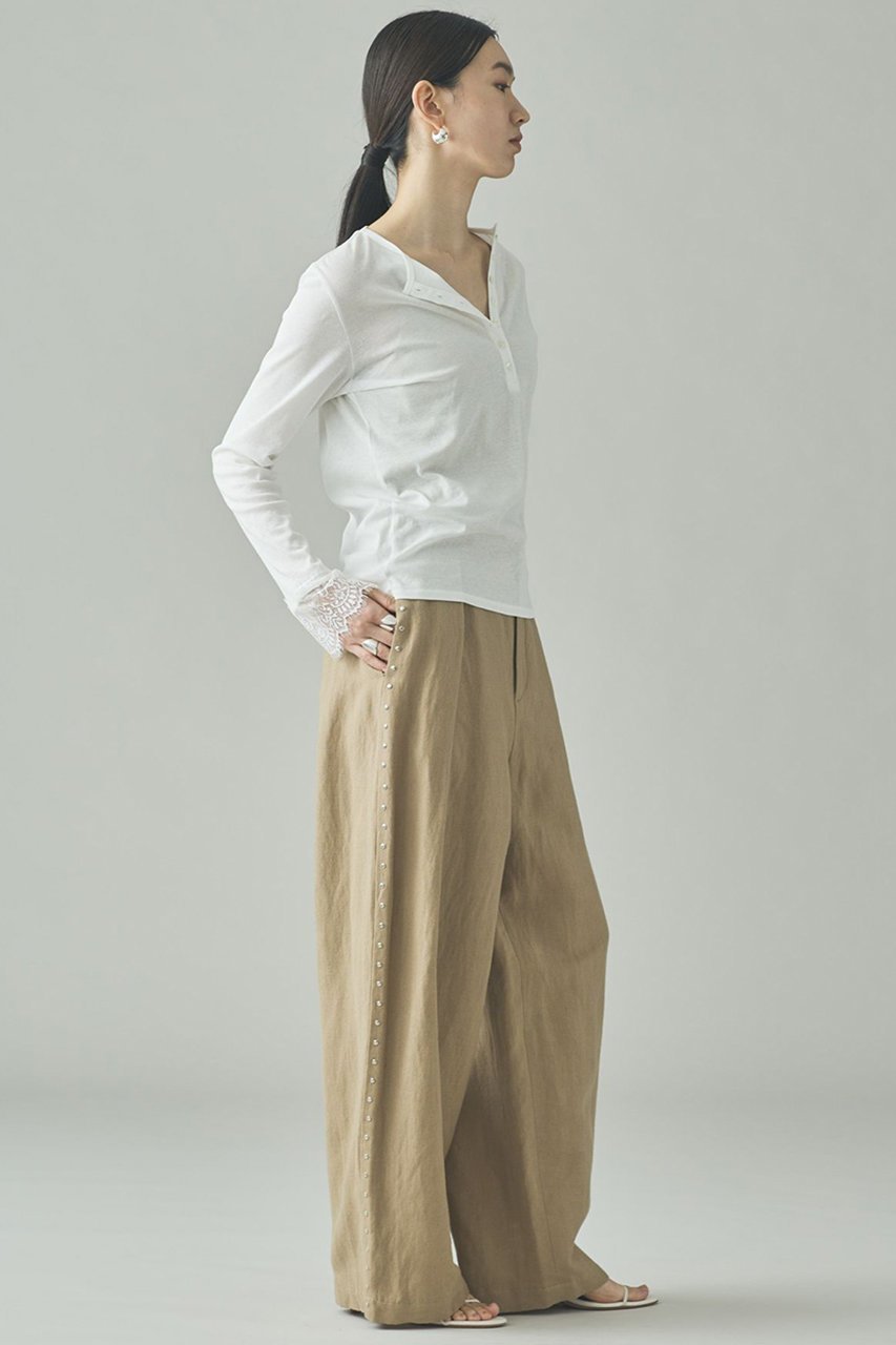 【カレンソロジー/Curensology】のヘンリーレースロングスリーブTシャツ 人気、トレンドファッション・服の通販 founy(ファニー) 　ファッション　Fashion　レディースファッション　Fashion for Women　トップス・カットソー　Cut & Sew Tops　シャツ・ブラウス・オフィスカジュアル　Elegant Blouses & Button-Ups　ロングTシャツ・Tシャツ　Longline T-Shirts & Tees　カットソー・ベーシックTシャツ　Cut-and-Sewn Tops / Stretch Tees & Basics　2026年　2026　おすすめ　Recommended / Our Picks　カットソー　Cut and Sewn Top　キュプラ　Cupro, Eco Fabric　シアー　Sheer, See-Through　スリーブ　Sleeve, Long Sleeve / Short Sleeve　フェミニン　Feminine, Girly　レース　Lace, Lace Fabric　ロング　Long, Long-Length　エレガント 上品　Elegant　夏　Summer　春　Spring　S/S・春夏　SS, Spring/Summer, Warm Season　A/W・秋冬　Autumn/Winter　other-6|ID: prp329100004808734 ipo3291000000035483310