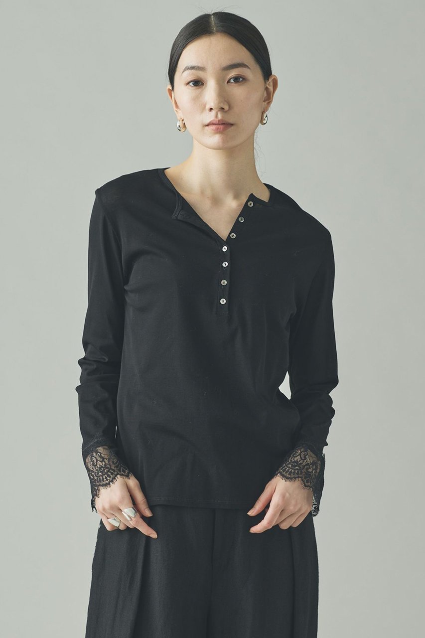 【カレンソロジー/Curensology】のヘンリーレースロングスリーブTシャツ 人気、トレンドファッション・服の通販 founy(ファニー) 　ファッション　Fashion　レディースファッション　Fashion for Women　トップス・カットソー　Cut & Sew Tops　シャツ・ブラウス・オフィスカジュアル　Elegant Blouses & Button-Ups　ロングTシャツ・Tシャツ　Longline T-Shirts & Tees　カットソー・ベーシックTシャツ　Cut-and-Sewn Tops / Stretch Tees & Basics　おすすめ　Recommended / Our Picks　カットソー　Cut and Sewn Top　キュプラ　Cupro, Eco Fabric　シアー　Sheer, See-Through　スリーブ　Sleeve, Long Sleeve / Short Sleeve　フェミニン　Feminine, Girly　レース　Lace, Lace Fabric　ロング　Long, Long-Length　エレガント 上品　Elegant　A/W・秋冬　Autumn/Winter　other-2|ID: prp329100004808734 ipo3291000000035975937