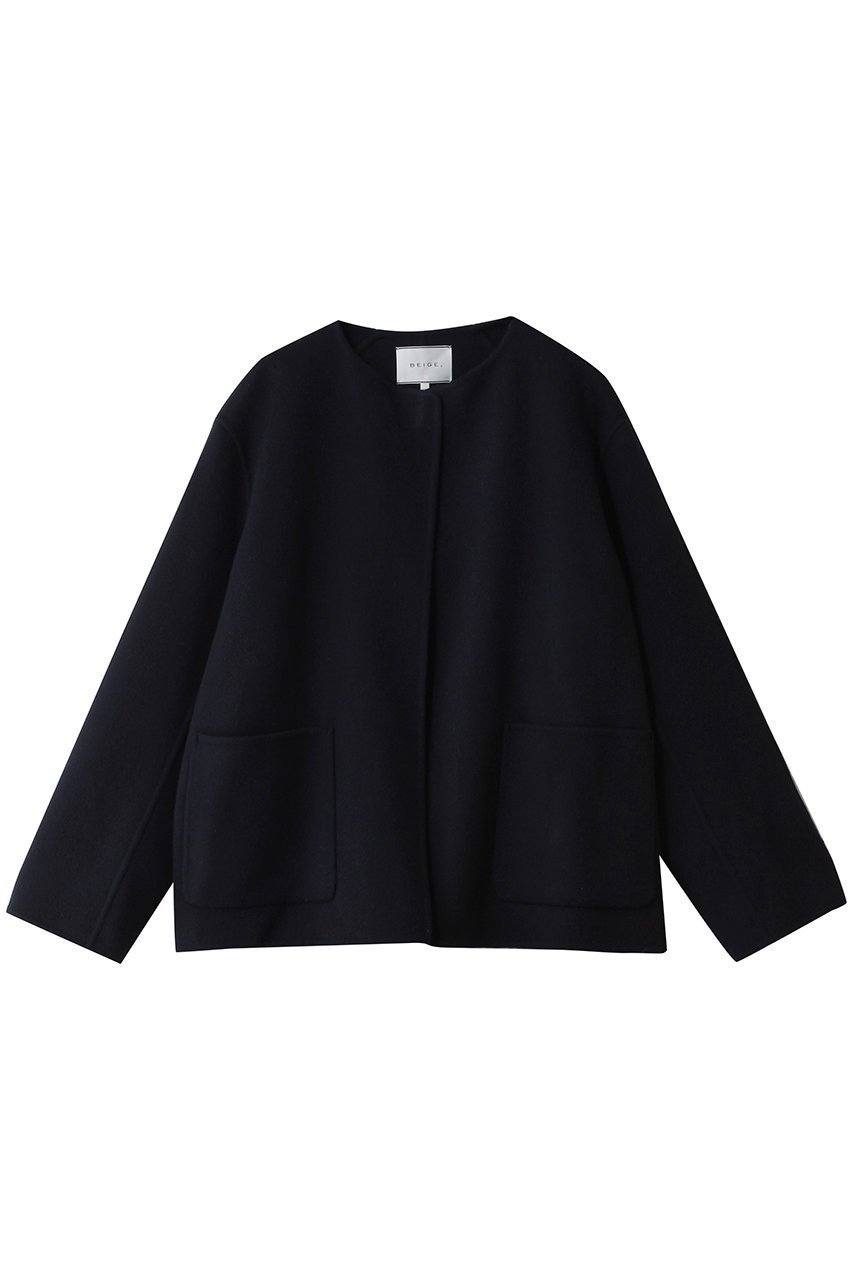 【ベイジ,/BEIGE,】のPAYSON(ペイソン)/ウールリバーノーカラーショートコート インテリア・キッズ・メンズ・レディースファッション・服の通販 founy(ファニー) ファッション Fashion レディースファッション Fashion for Women アウター Coat / Outerwear Collection コート・ロングコート・ピーコート Long Coats, Peacoats & More 2026年 2026 ショート Short, Short Length エレガント 上品 Elegant 夏 Summer 春 Spring S/S・春夏 SS, Spring/Summer, Warm Season Navy|ID: prp329100004808748 ipo3291000000034897835