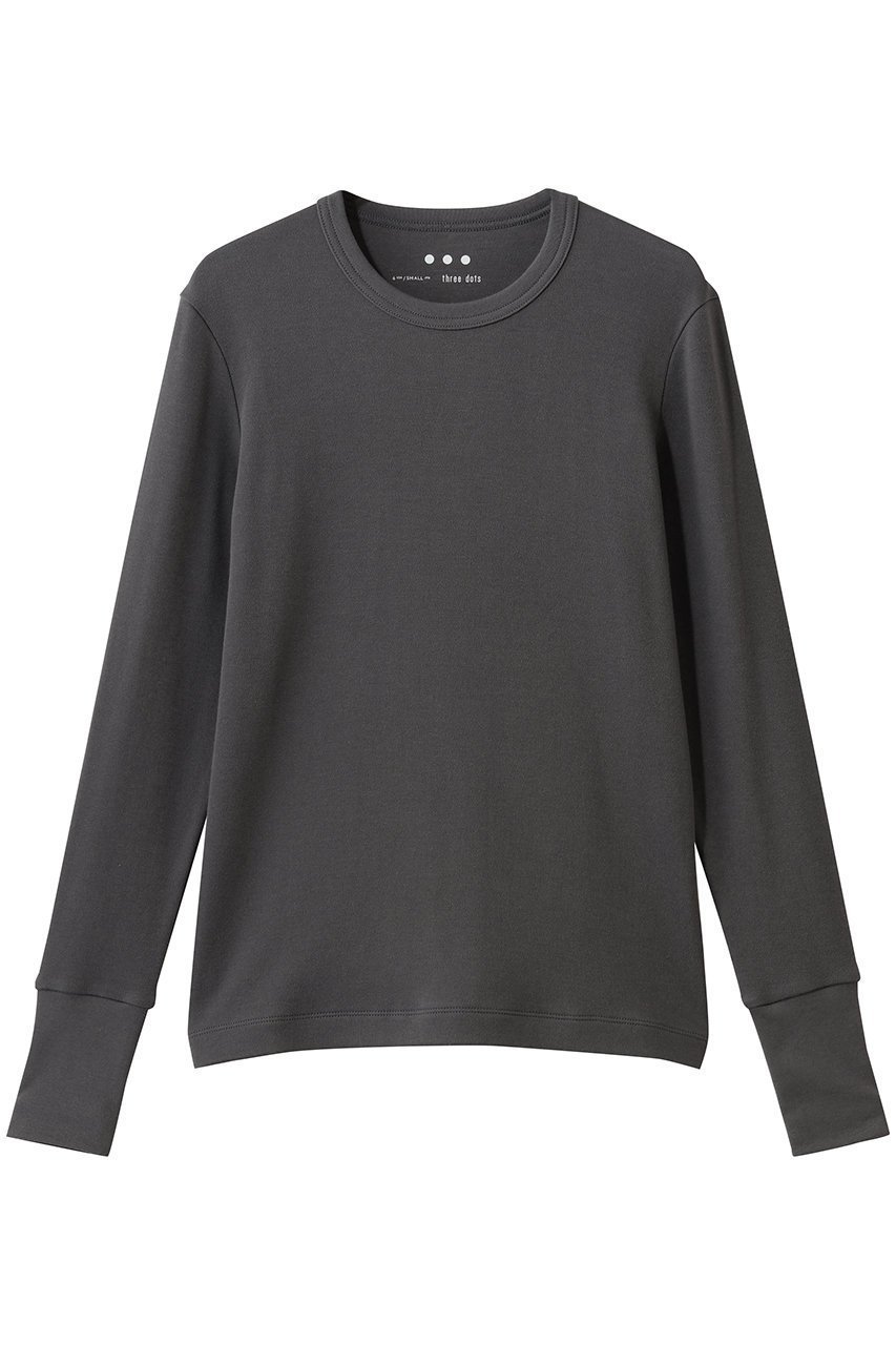 【スリー ドッツ/three dots】のスフレコットン ロングスリーブ インテリア・キッズ・メンズ・レディースファッション・服の通販 founy(ファニー) 　ファッション　Fashion　レディースファッション　Fashion for Women　トップス・カットソー　Cut & Sew Tops　シャツ・ブラウス・オフィスカジュアル　Elegant Blouses & Button-Ups　ロングTシャツ・Tシャツ　Longline T-Shirts & Tees　カットソー・ベーシックTシャツ　Cut-and-Sewn Tops / Stretch Tees & Basics　シンプル　Simple, Minimal　スリーブ　Sleeve, Long Sleeve / Short Sleeve　ベーシック　Basic, Essential　ロング　Long, Long-Length　新作・新入荷　New Arrivals / New In　インクブラック|ID: prp329100004809897 ipo3291000000034908409