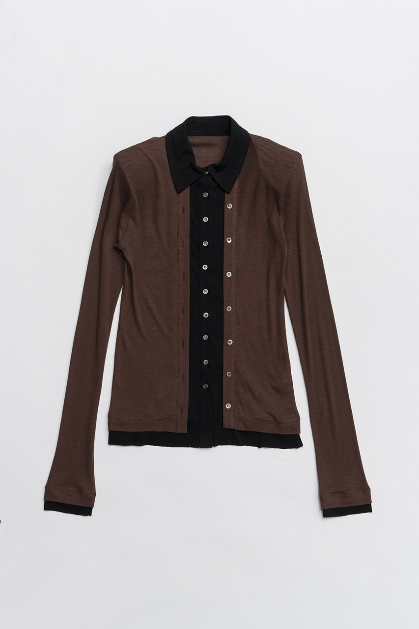 【プランク プロジェクト/PRANK PROJECT】のダブルフロントジャージーシャツ インテリア・キッズ・メンズ・レディースファッション・服の通販 founy(ファニー) ファッション Fashion レディースファッション Fashion for Women トップス・カットソー Cut & Sew Tops シャツ・ブラウス・オフィスカジュアル Elegant Blouses & Button-Ups ロングTシャツ・Tシャツ Longline T-Shirts & Tees カットソー・ベーシックTシャツ Cut-and-Sewn Tops / Stretch Tees & Basics 2026年 2026 インナー Innerwear シンプル Simple, Minimal スリーブ Sleeve, Long Sleeve / Short Sleeve テレコ Ribbed, Rib Stitch フィット Fit, Slim Fit ロング Long, Long-Length 夏 Summer 春 Spring S/S・春夏 SS, Spring/Summer, Warm Season BRN(ブラウン)|ID: prp329100004809901 ipo3291000000034908461