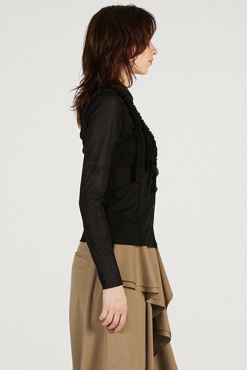 【プランク プロジェクト/PRANK PROJECT】のフリルジャージーシャツ 人気、トレンドファッション・服の通販 founy(ファニー) 　ファッション　Fashion　レディースファッション　Fashion for Women　トップス・カットソー　Cut & Sew Tops　シャツ・ブラウス・オフィスカジュアル　Elegant Blouses & Button-Ups　ロングTシャツ・Tシャツ　Longline T-Shirts & Tees　カットソー・ベーシックTシャツ　Cut-and-Sewn Tops / Stretch Tees & Basics　2026年　2026　おすすめ　Recommended / Our Picks　コンパクト　Compact, Small Size　ストレッチ　Stretch, Stretchy Fabric　スリーブ　Sleeve, Long Sleeve / Short Sleeve　チュール　Tulip, Tulip Motif　デニム　Denim, Jeans Material　バランス　Balance, Style Balance　フィット　Fit, Slim Fit　フリル　Frill, Ruffle　ボトム　Bottoms, Lower Wear　ロング　Long, Long-Length　夏　Summer　春　Spring　S/S・春夏　SS, Spring/Summer, Warm Season　other-7|ID: prp329100004809902 ipo3291000000036022769