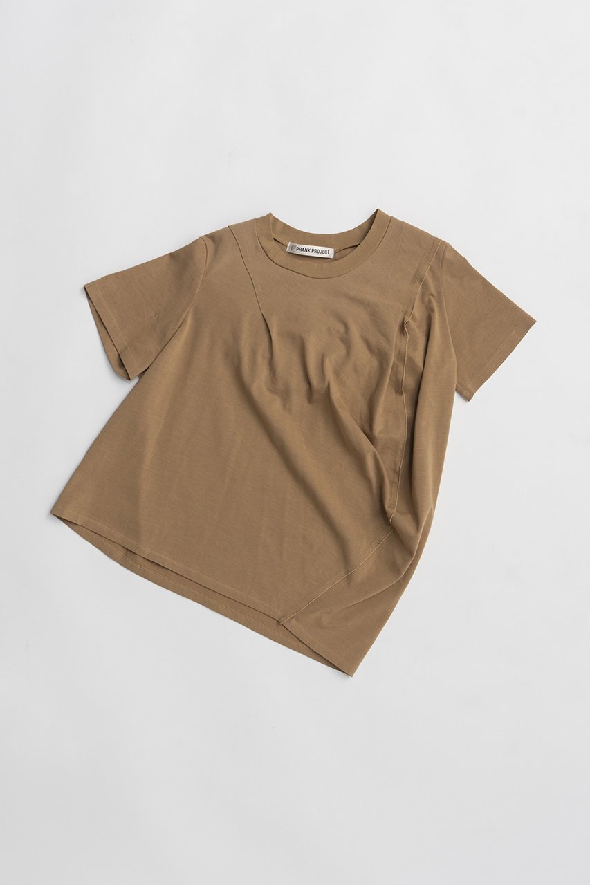 【プランク プロジェクト/PRANK PROJECT】のハーフスリーブドレストップ インテリア・キッズ・メンズ・レディースファッション・服の通販 founy(ファニー) 　ファッション　Fashion　レディースファッション　Fashion for Women　トップス・カットソー　Cut & Sew Tops　シャツ・ブラウス・オフィスカジュアル　Elegant Blouses & Button-Ups　ロングTシャツ・Tシャツ　Longline T-Shirts & Tees　カットソー・ベーシックTシャツ　Cut-and-Sewn Tops / Stretch Tees & Basics　ワンピース　Dresses　フォーマル・パーティードレス・結婚式用ドレス　Elegant & Casual Dresses　2026年　2026　カットソー　Cut and Sewn Top　キュプラ　Cupro, Eco Fabric　ショート　Short, Short Length　シンプル　Simple, Minimal　スリーブ　Sleeve, Long Sleeve / Short Sleeve　ドレープ　Drape, Draping Fabric　エレガント 上品　Elegant　半袖　Short Sleeve, Half Sleeve　夏　Summer　春　Spring　S/S・春夏　SS, Spring/Summer, Warm Season　CML(キャメル)|ID: prp329100004809920 ipo3291000000034908698