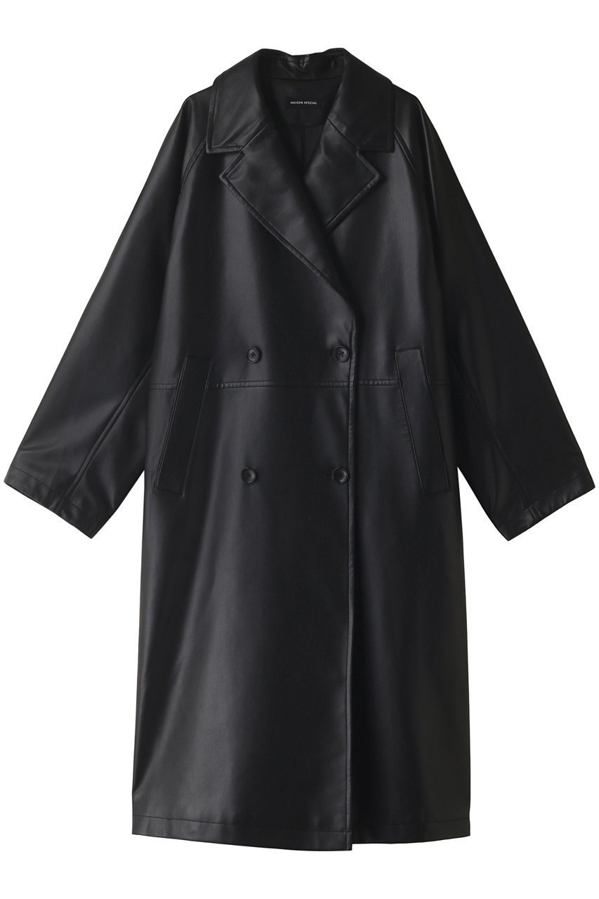 【メゾンスペシャル/MAISON SPECIAL】のフェイクレザーオーバーチェスターコート インテリア・キッズ・メンズ・レディースファッション・服の通販 founy(ファニー) 　ファッション　Fashion　レディースファッション　Fashion for Women　アウター　Coat / Outerwear Collection　コート・ロングコート・ピーコート　Long Coats, Peacoats & More　チェスターコート・ロング丈アウター　Chester Coats / Chesterfield Long Coats　フェイクレザー　Faux Leather, PU Leather　ロング　Long, Long-Length　エレガント 上品　Elegant　冬　Winter / This Winter　秋　Autumn　BLK(ブラック)|ID: prp329100004809947 ipo3291000000034909524