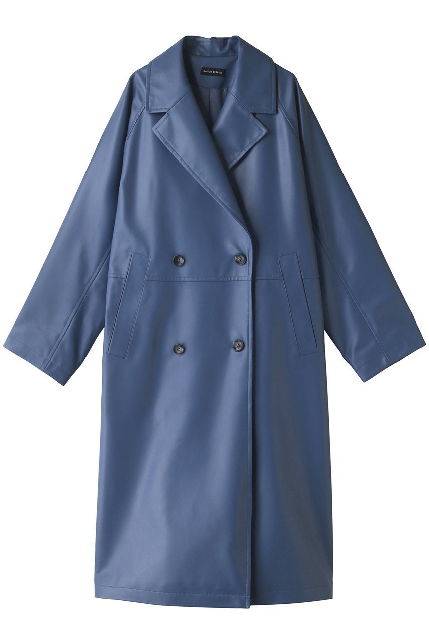 【メゾンスペシャル/MAISON SPECIAL】のフェイクレザーオーバーチェスターコート インテリア・キッズ・メンズ・レディースファッション・服の通販 founy(ファニー) 　ファッション　Fashion　レディースファッション　Fashion for Women　アウター　Coat / Outerwear Collection　コート・ロングコート・ピーコート　Long Coats, Peacoats & More　チェスターコート・ロング丈アウター　Chester Coats / Chesterfield Long Coats　フェイクレザー　Faux Leather, PU Leather　ロング　Long, Long-Length　エレガント 上品　Elegant　冬　Winter / This Winter　秋　Autumn　BLU(ブルー)|ID: prp329100004809947 ipo3291000000034909526