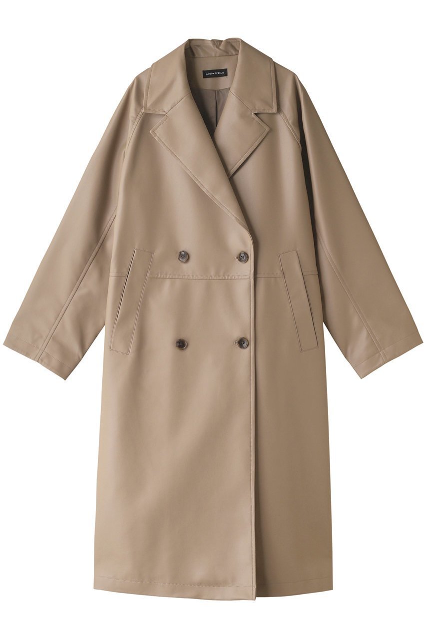 【メゾンスペシャル/MAISON SPECIAL】のフェイクレザーオーバーチェスターコート インテリア・キッズ・メンズ・レディースファッション・服の通販 founy(ファニー) 　ファッション　Fashion　レディースファッション　Fashion for Women　アウター　Coat / Outerwear Collection　コート・ロングコート・ピーコート　Long Coats, Peacoats & More　チェスターコート・ロング丈アウター　Chester Coats / Chesterfield Long Coats　フェイクレザー　Faux Leather, PU Leather　ロング　Long, Long-Length　エレガント 上品　Elegant　冬　Winter / This Winter　秋　Autumn　BGE(ベージュ)|ID: prp329100004809947 ipo3291000000034909530