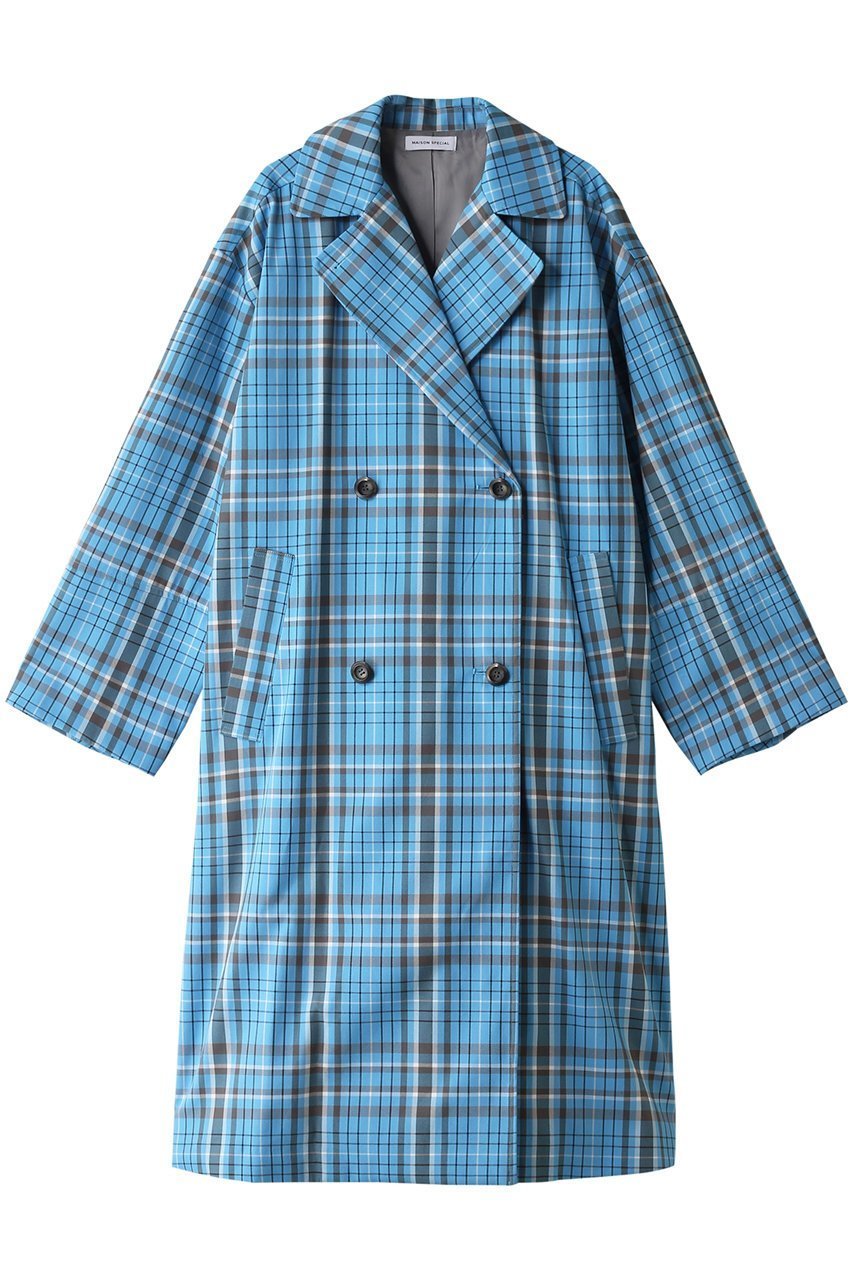 【メゾンスペシャル/MAISON SPECIAL】のCheck Overspring Coat/チェックオーバースプリングコート インテリア・キッズ・メンズ・レディースファッション・服の通販 founy(ファニー) 　ファッション　Fashion　レディースファッション　Fashion for Women　アウター　Coat / Outerwear Collection　コート・ロングコート・ピーコート　Long Coats, Peacoats & More　春　Spring　シアー　Sheer, See-Through　セットアップ　Set-Up, Coordinated Outfit　チェスターコート　Chester Coat, Long Coat　チェック　Check, Plaid, Tartan　定番　Standard, Basic Item　ロング　Long, Long-Length　おすすめ　Recommended / Our Picks　BLU(ブルー)|ID: prp329100004809948 ipo3291000000034909543