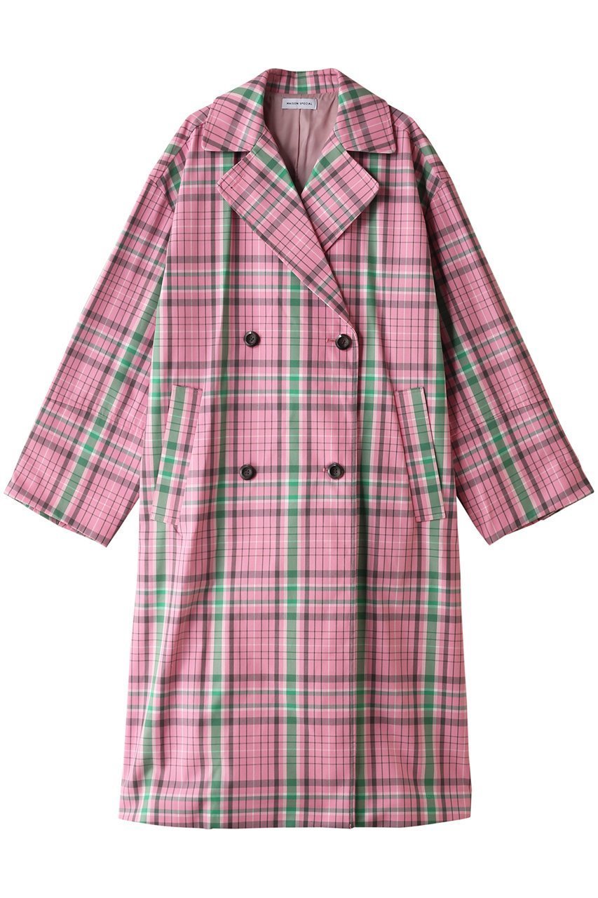 【メゾンスペシャル/MAISON SPECIAL】のCheck Overspring Coat/チェックオーバースプリングコート インテリア・キッズ・メンズ・レディースファッション・服の通販 founy(ファニー) 　ファッション　Fashion　レディースファッション　Fashion for Women　アウター　Coat / Outerwear Collection　コート・ロングコート・ピーコート　Long Coats, Peacoats & More　春　Spring　シアー　Sheer, See-Through　セットアップ　Set-Up, Coordinated Outfit　チェスターコート　Chester Coat, Long Coat　チェック　Check, Plaid, Tartan　定番　Standard, Basic Item　ロング　Long, Long-Length　おすすめ　Recommended / Our Picks　PNK(ピンク)|ID: prp329100004809948 ipo3291000000034909544