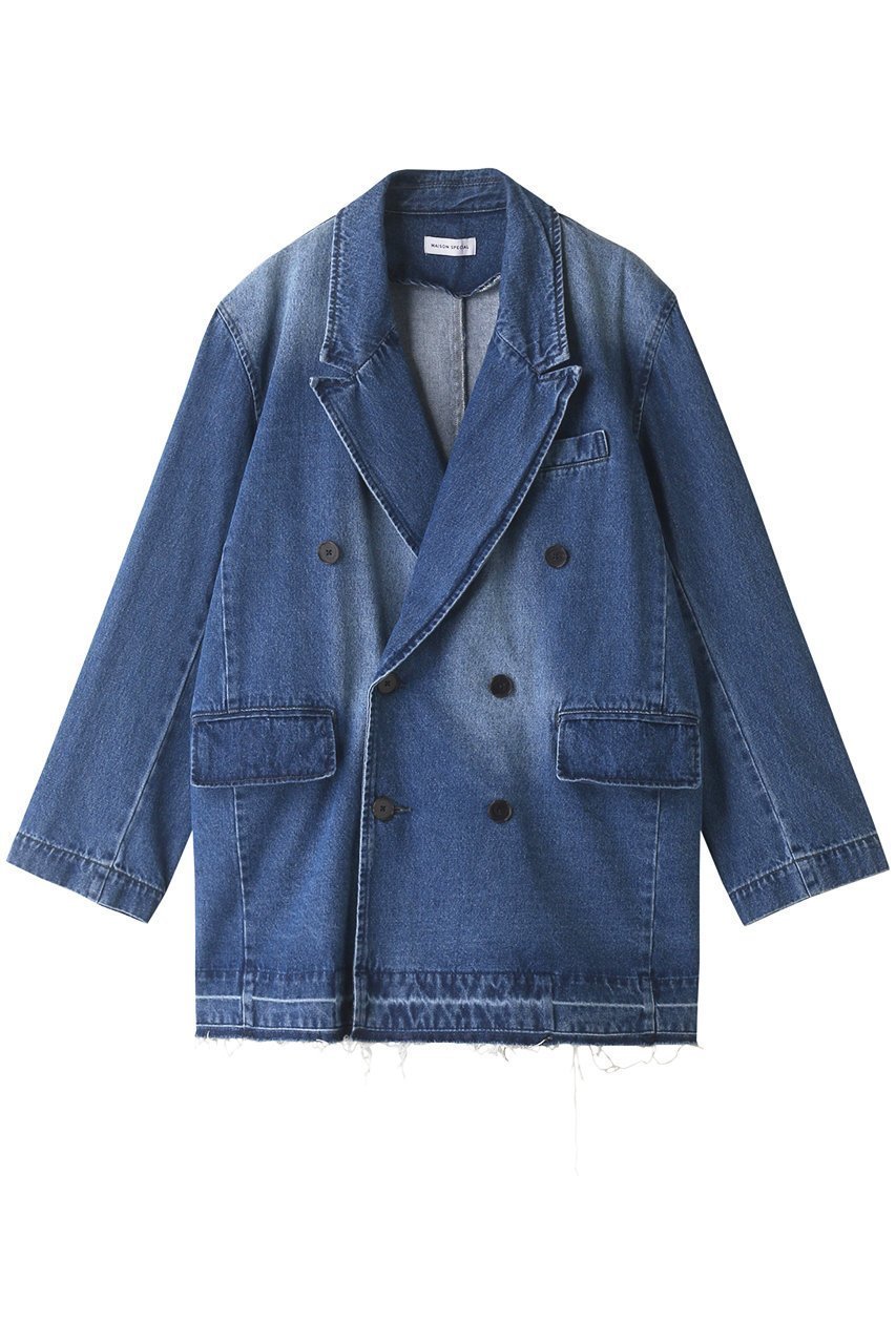 【メゾンスペシャル/MAISON SPECIAL】のデニムテーラードジャケット インテリア・キッズ・メンズ・レディースファッション・服の通販 founy(ファニー) 　ファッション　Fashion　レディースファッション　Fashion for Women　アウター　Coat / Outerwear Collection　レディースジャケット・軽アウター　Jackets　テーラードジャケット / 通勤・きれいめスタイル　Tailored Jackets & Blazers　おすすめ　Recommended / Our Picks　ジャケット　Jacket, Outerwear　ダブル　Double, Double-Breasted　デニム　Denim, Jeans Material　ボトム　Bottoms, Lower Wear　今季　This Season, Current Season　BLU(ブルー)|ID: prp329100004809950 ipo3291000000034909700