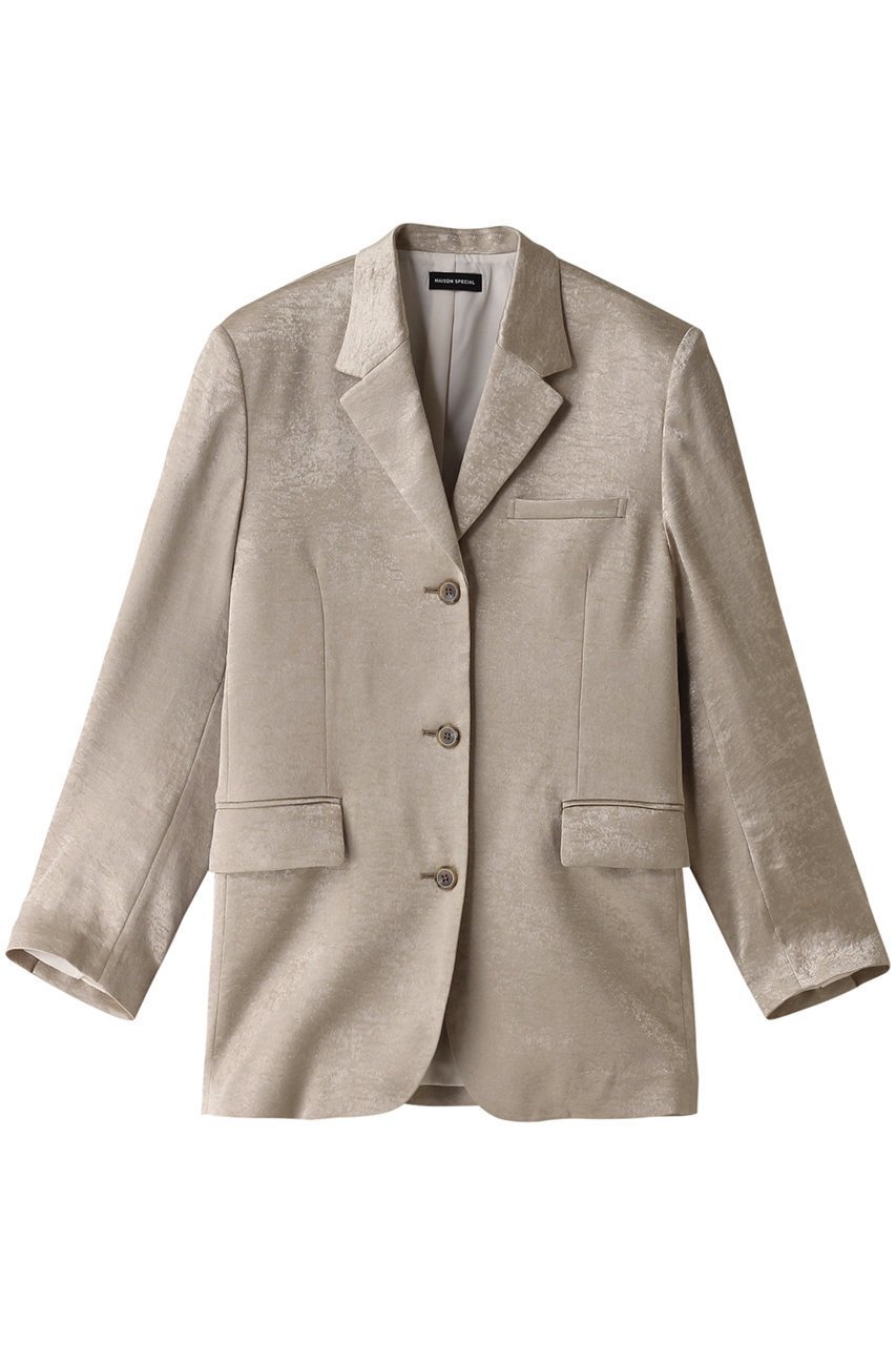 【メゾンスペシャル/MAISON SPECIAL】のSatin Jacket/サテンジャケット インテリア・キッズ・メンズ・レディースファッション・服の通販 founy(ファニー) 　ファッション　Fashion　レディースファッション　Fashion for Women　アウター　Coat / Outerwear Collection　レディースジャケット・軽アウター　Jackets　オケージョン　Occasion Wear　サテン　Satin, Glossy Fabric　ジャケット　Jacket, Outerwear　セットアップ　Set-Up, Coordinated Outfit　ダウン　Down, Puffer　ダブル　Double, Double-Breasted　デニム　Denim, Jeans Material　ラグジュアリー　Luxury, Elegant　ワッシャー　Washer, Crinkled Finish　エレガント 上品　Elegant　IVR(アイボリー)|ID: prp329100004809952 ipo3291000000034909727