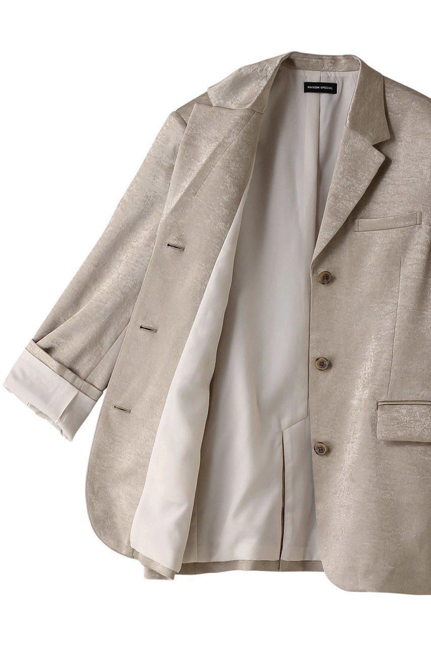 【メゾンスペシャル/MAISON SPECIAL】のSatin Jacket/サテンジャケット 人気、トレンドファッション・服の通販 founy(ファニー) 　ファッション　Fashion　レディースファッション　Fashion for Women　アウター　Coat / Outerwear Collection　レディースジャケット・軽アウター　Jackets　オケージョン　Occasion Wear　サテン　Satin, Glossy Fabric　ジャケット　Jacket, Outerwear　セットアップ　Set-Up, Coordinated Outfit　ダウン　Down, Puffer　ダブル　Double, Double-Breasted　デニム　Denim, Jeans Material　ラグジュアリー　Luxury, Elegant　ワッシャー　Washer, Crinkled Finish　エレガント 上品　Elegant　other-6|ID: prp329100004809952 ipo3291000000034909738