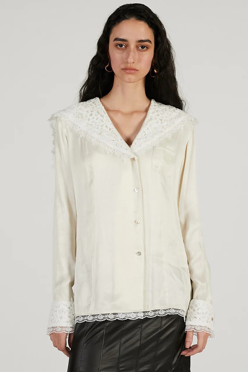 【プランク プロジェクト/PRANK PROJECT】のレースカラーシャツ インテリア・キッズ・メンズ・レディースファッション・服の通販 founy(ファニー) 　ファッション　Fashion　レディースファッション　Fashion for Women　アウター　Coat / Outerwear Collection　レディースジャケット・軽アウター　Jackets　おすすめ　Recommended / Our Picks　とろみ　Fluid, Flowy Fabric　ジャケット　Jacket, Outerwear　デニム　Denim, Jeans Material　レース　Lace, Lace Fabric　新作・新入荷　New Arrivals / New In　WHT(ホワイト)|ID: prp329100004810014 ipo3291000000034910990