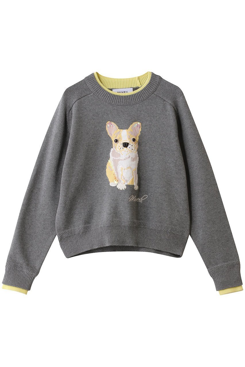 【ミュベール/MUVEIL】のフレンチブルドッグプルオーバー インテリア・キッズ・メンズ・レディースファッション・服の通販 founy(ファニー) 　ファッション　Fashion　レディースファッション　Fashion for Women　トップス・カットソー　Cut & Sew Tops　ニット　Knit Tops & Sweaters　カジュアルプルオーバー・ニットトップス　Pullovers & Knit Tops / Casual Pullovers　コレクション　Collection, Seasonal Line　コンパクト　Compact, Small Size　ワイド　Wide, Wide Fit　グレー|ID: prp329100004810913 ipo3291000000035807745