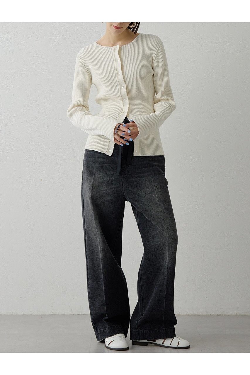 【ウィムガゼット/Whim Gazette】のセンタープレスブラックデニムパンツ 人気、トレンドファッション・服の通販 founy(ファニー) 　ファッション　Fashion　レディースファッション　Fashion for Women　パンツ　Pants & Trousers　デニムパンツ・ジーンズ・美脚デニム　Denim Jeans & Pants　ヴィンテージ　Vintage Style　春　Spring　クール　Cool, Chic　スタイリッシュ　Stylish, Fashionable　センター　Center, Center Line　ダメージ　Distressed, Destroyed　デニム　Denim, Jeans Material　ハイライズ　High Rise, High Waist　ブリーチ　Bleach, Washed Finish　ワイド　Wide, Wide Fit　S/S・春夏　SS, Spring/Summer, Warm Season　夏　Summer　2026年　2026　other-2|ID: prp329100004810933 ipo3291000000034920656