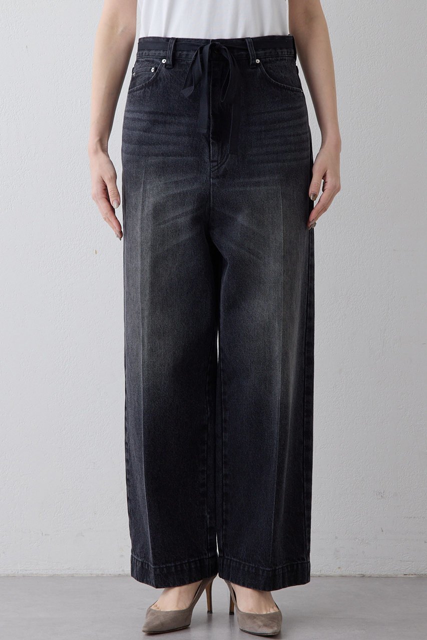 【ウィムガゼット/Whim Gazette】のセンタープレスブラックデニムパンツ 人気、トレンドファッション・服の通販 founy(ファニー) 　ファッション　Fashion　レディースファッション　Fashion for Women　パンツ　Pants & Trousers　デニムパンツ・ジーンズ・美脚デニム　Denim Jeans & Pants　ヴィンテージ　Vintage Style　春　Spring　クール　Cool, Chic　スタイリッシュ　Stylish, Fashionable　センター　Center, Center Line　ダメージ　Distressed, Destroyed　デニム　Denim, Jeans Material　ハイライズ　High Rise, High Waist　ブリーチ　Bleach, Washed Finish　ワイド　Wide, Wide Fit　S/S・春夏　SS, Spring/Summer, Warm Season　夏　Summer　2026年　2026　other-6|ID: prp329100004810933 ipo3291000000034920661