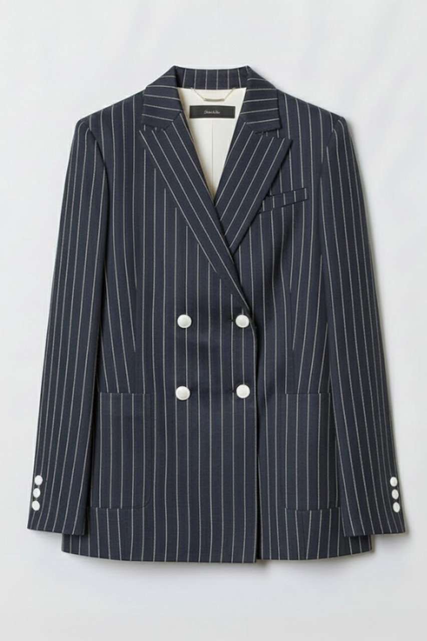 【アルアバイル/allureville】のリネンストライプダブルジャケット インテリア・キッズ・メンズ・レディースファッション・服の通販 founy(ファウニー) 　ファッション　Fashion　レディースファッション　Fashion for Women　アウター　Coat / Outerwear Collection　レディースジャケット・軽アウター　Jackets　ジャケット　Jacket, Outerwear　スペシャル　Special, Limited Edition　再入荷　Restock / Back in Stock　ネイビー|ID: prp329100004810966 ipo3291000000036835902