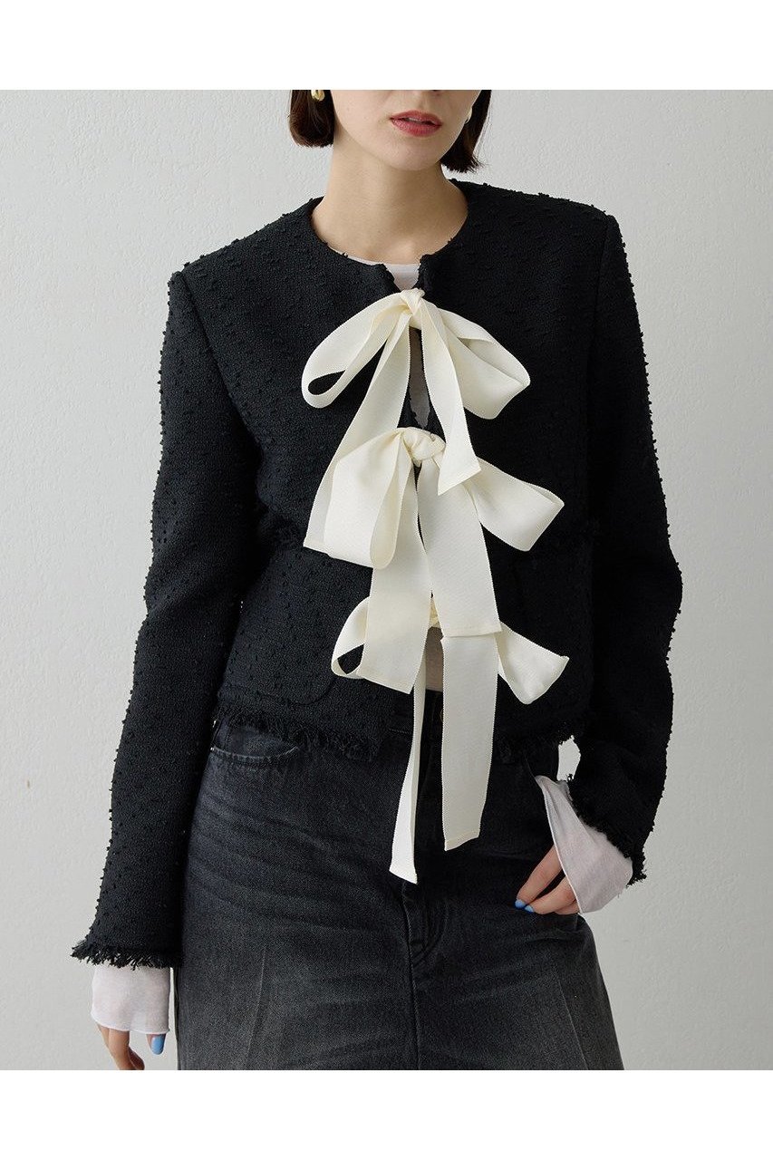 【ウィムガゼット/Whim Gazette】のネップツイードリボンジャケット インテリア・キッズ・メンズ・レディースファッション・服の通販 founy(ファニー) ファッション Fashion レディースファッション Fashion for Women アウター Coat / Outerwear Collection レディースジャケット・軽アウター Jackets 2026年 2026 おすすめ Recommended / Our Picks エレガント 上品 Elegant コンパクト Compact, Small Size ジャケット Jacket, Outerwear セットアップ Set-Up, Coordinated Outfit ツイード Twill, Twill Weave ネップ Nepp, Slub Yarn フリンジ Fringe, Tassel リボン Ribbon, Bow 夏 Summer 春 Spring S/S・春夏 SS, Spring/Summer, Warm Season ブラック|ID: prp329100004810974 ipo3291000000034920954