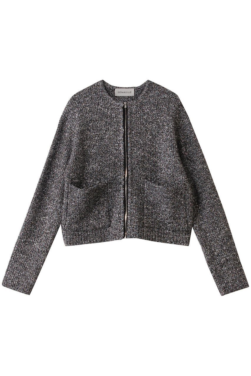 【デパリエ/DEPAREILLE】のツイードライクニットカーディガン インテリア・キッズ・メンズ・レディースファッション・服の通販 founy(ファウニー) 　ファッション　Fashion　レディースファッション　Fashion for Women　トップス・カットソー　Cut & Sew Tops　ニット　Knit Tops & Sweaters　カーディガン・羽織り　Layered Style Cardigans　カーディガン　Cardigan, Knitwear　クラシカル　Classical, Vintage-Inspired　クラシック　Classic, Timeless Style　コンパクト　Compact, Small Size　ツイード　Twill, Twill Weave　トレンド　Trend, Trending Now　ブラック|ID: prp329100004810979 ipo3291000000036835990