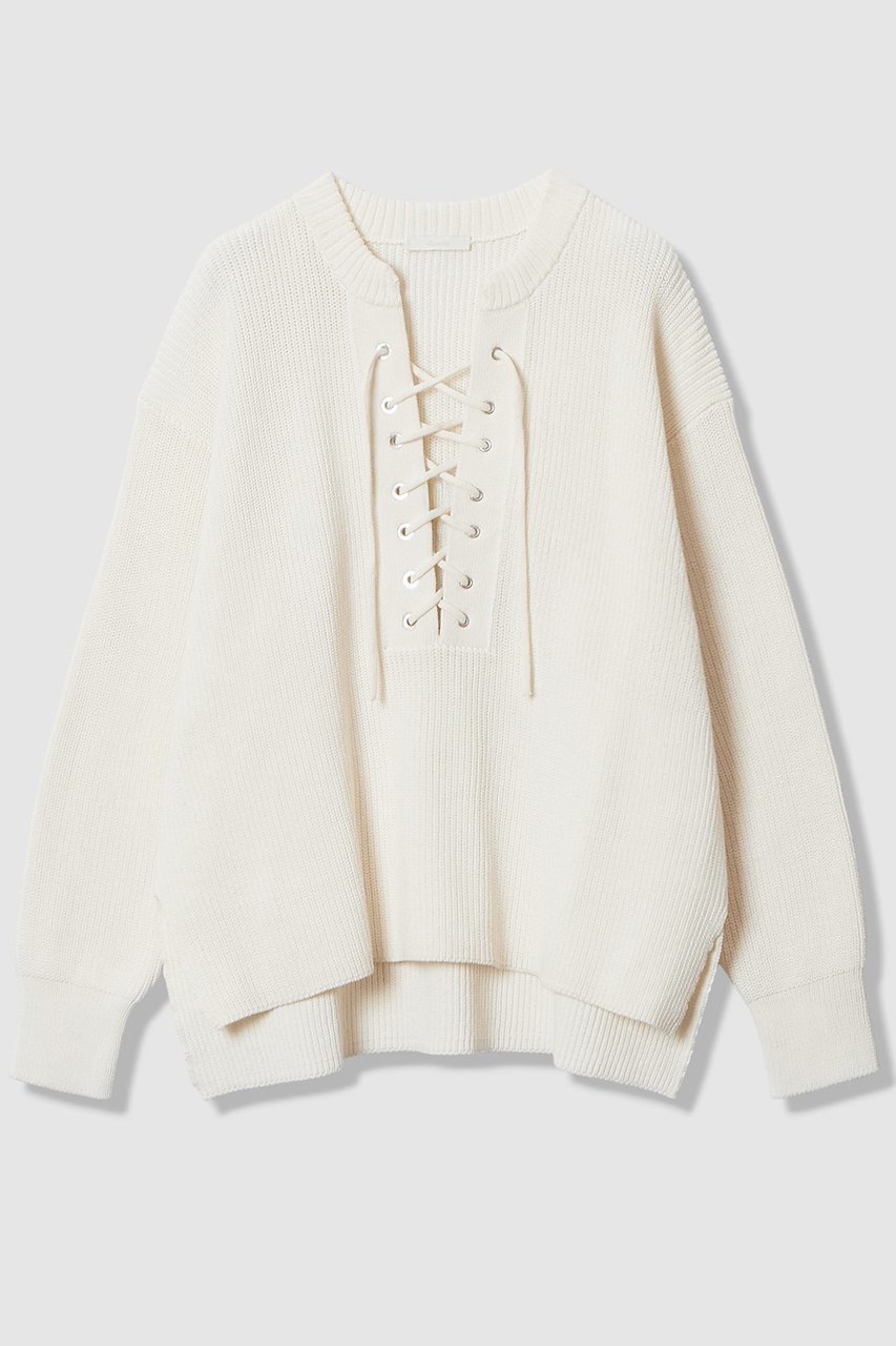 【アルアバイル/allureville】のレースアップバルキープルオーバー インテリア・キッズ・メンズ・レディースファッション・服の通販 founy(ファニー) 　ファッション　Fashion　レディースファッション　Fashion for Women　トップス・カットソー　Cut & Sew Tops　ニット　Knit Tops & Sweaters　カジュアルプルオーバー・ニットトップス　Pullovers & Knit Tops / Casual Pullovers　2026年　2026　シルケット　Silket, Silky Cotton　ボトム　Bottoms, Lower Wear　レース　Lace, Lace Fabric　夏　Summer　春　Spring　S/S・春夏　SS, Spring/Summer, Warm Season　畦　Ribbed Knit　オフホワイト|ID: prp329100004810986 ipo3291000000034921048