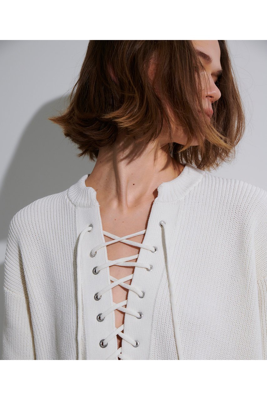 【アルアバイル/allureville】のレースアップバルキープルオーバー 人気、トレンドファッション・服の通販 founy(ファニー) 　ファッション　Fashion　レディースファッション　Fashion for Women　トップス・カットソー　Cut & Sew Tops　ニット　Knit Tops & Sweaters　カジュアルプルオーバー・ニットトップス　Pullovers & Knit Tops / Casual Pullovers　2026年　2026　シルケット　Silket, Silky Cotton　ボトム　Bottoms, Lower Wear　レース　Lace, Lace Fabric　夏　Summer　春　Spring　S/S・春夏　SS, Spring/Summer, Warm Season　畦　Ribbed Knit　other-5|ID: prp329100004810986 ipo3291000000034921052